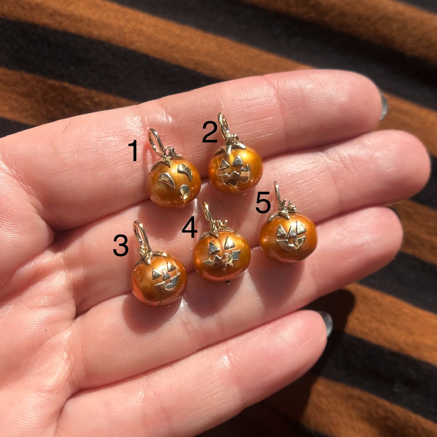 Autumn Harvest: Jack-o-Lantern Pumpkin Pearl Charms