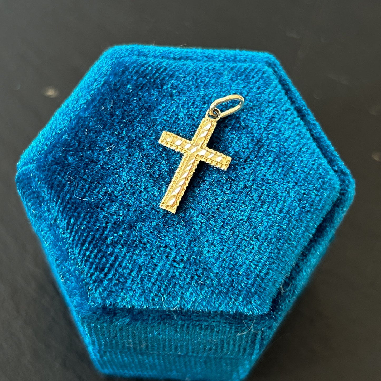 Diamond Cut Cross Charm 14k