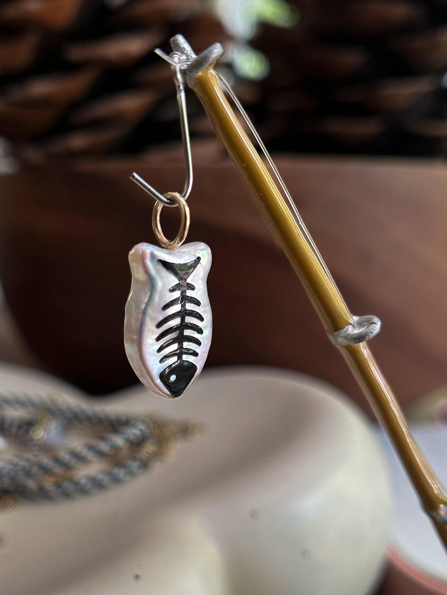 Fishbone Pearl Charm