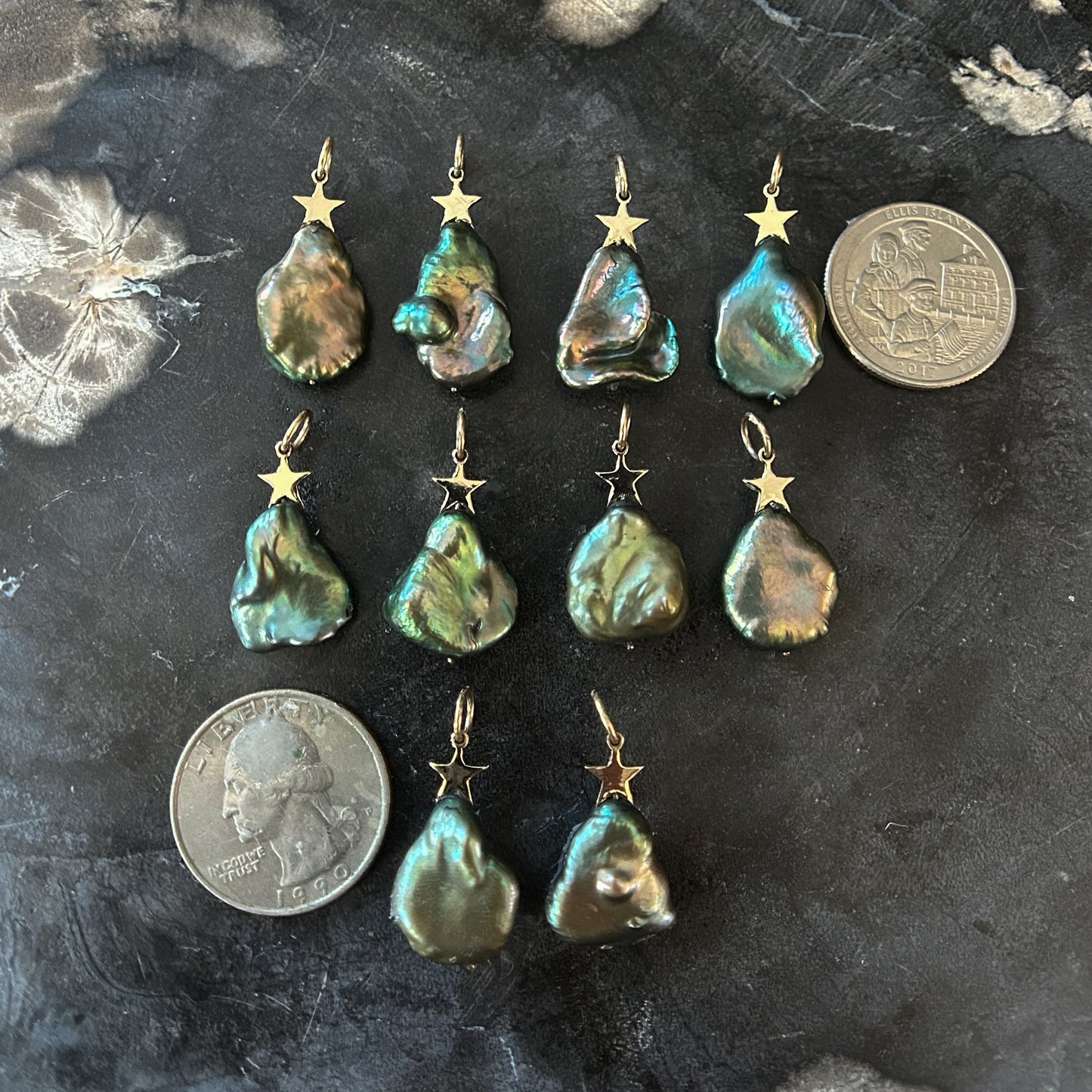 Yule Tree Pearl Pendants