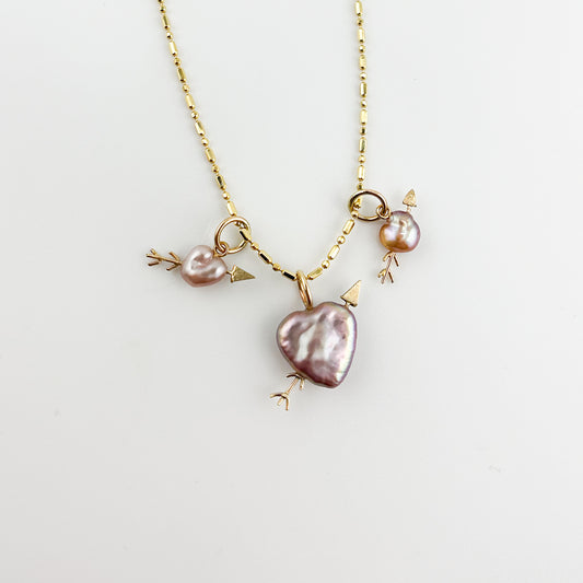 Cupid's Heart & Arrow Pearl Charm