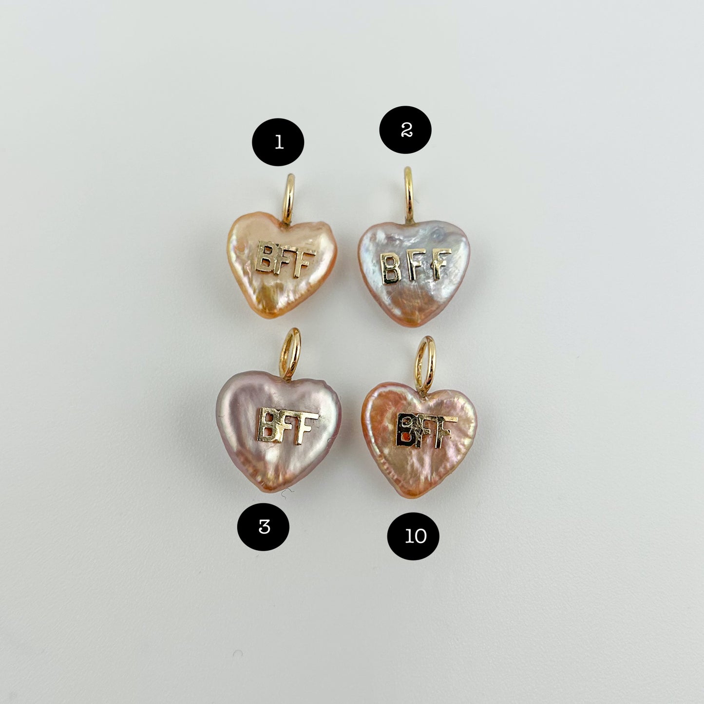 Conversation Heart Pearl Charms: BFF