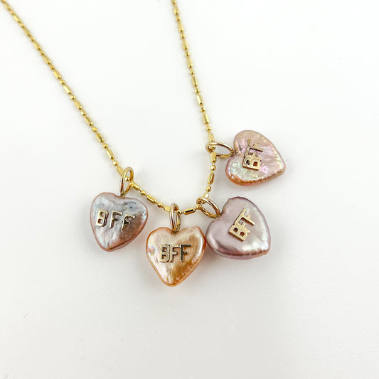 Conversation Heart Pearl Charms: BFF