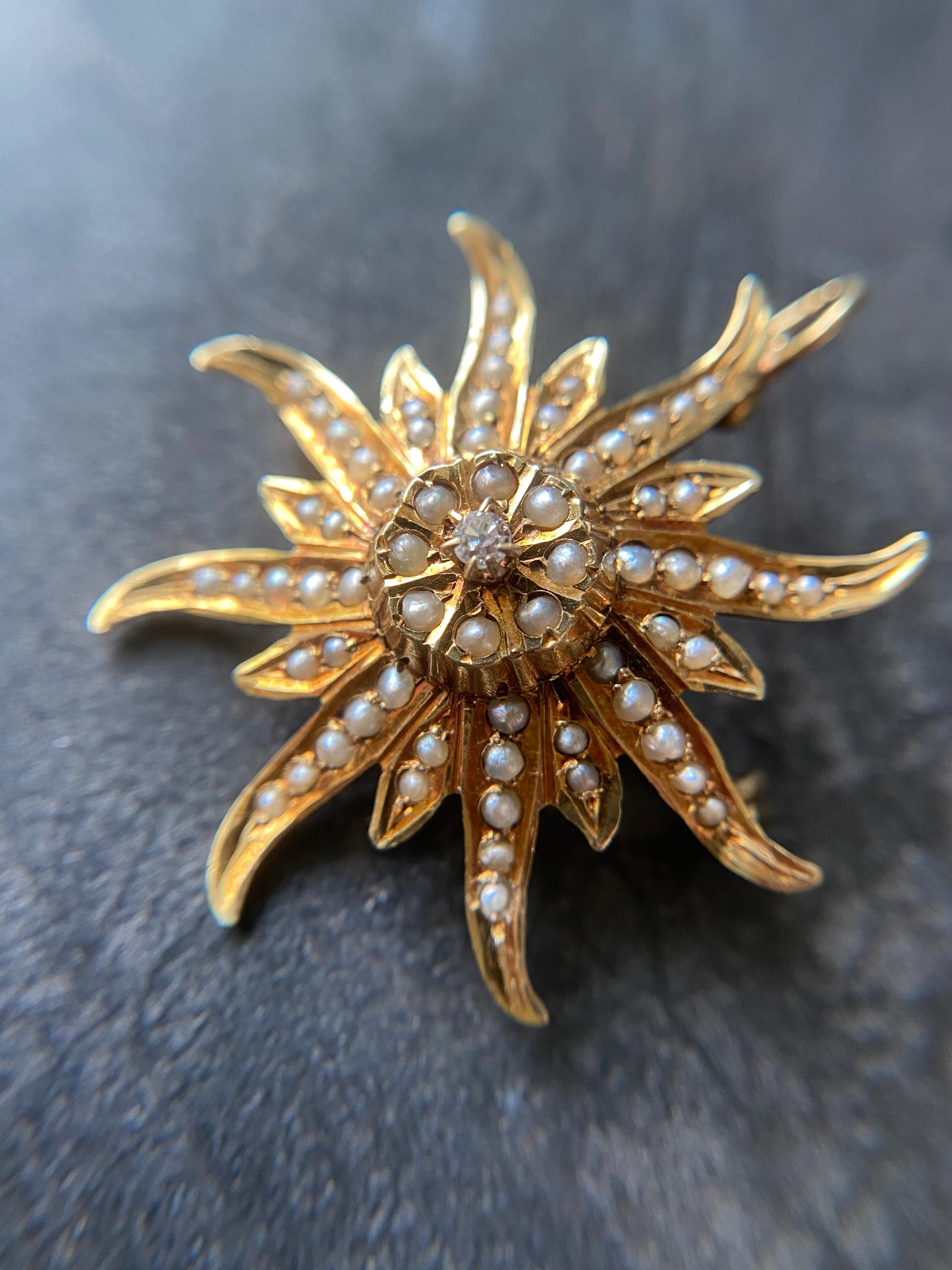 Victorian Seed Pearl Sun Brooch & Pendant